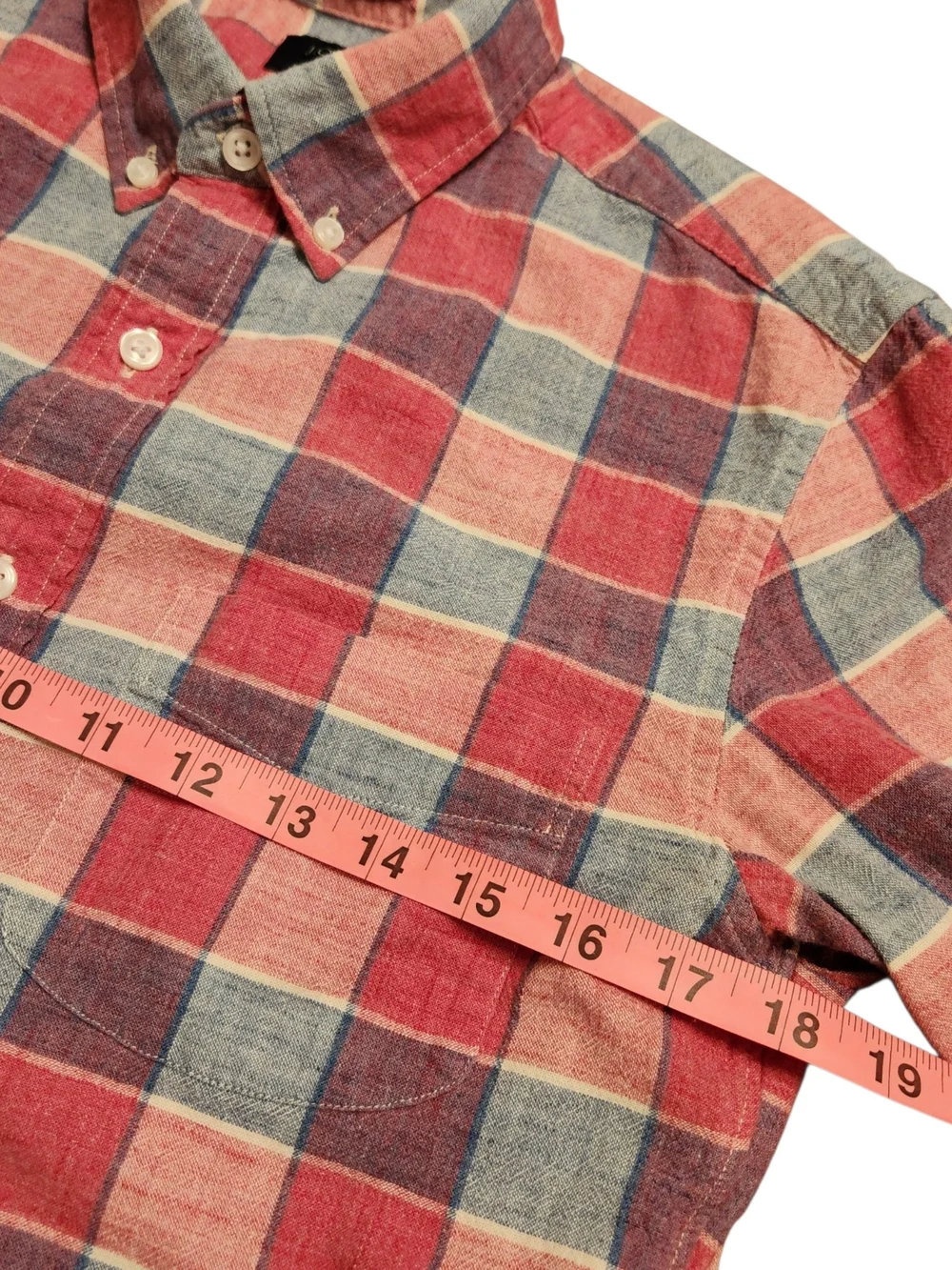 J. Crew Homespun Slim Fit Men's Size S Pink Blue Plaid Cotton Button-Down Shirt